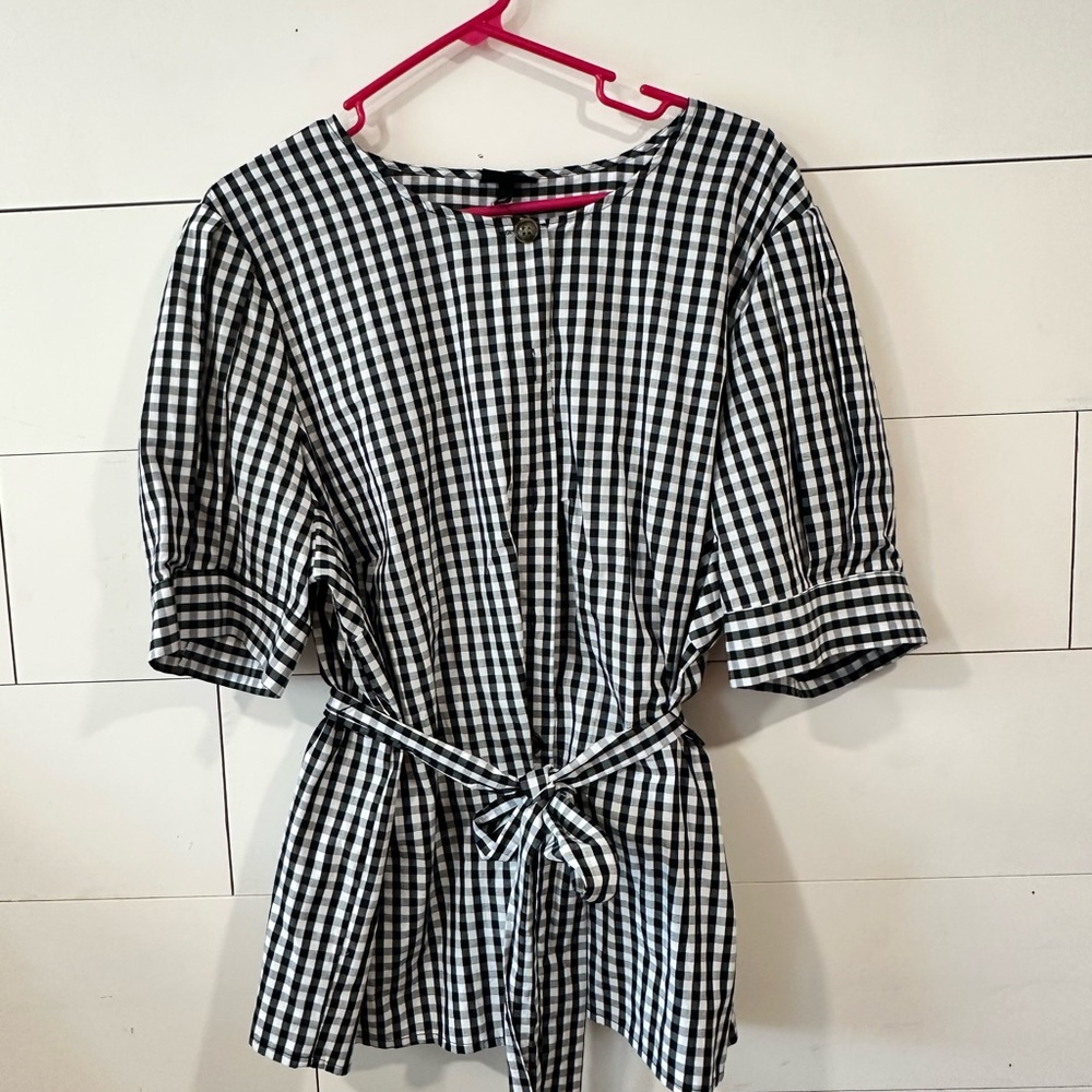 Black and White Gingham Women's Top